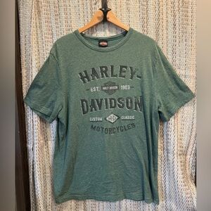 Vintage Harley Davidson T Shirt Mens XL Green Tallahassee Florida